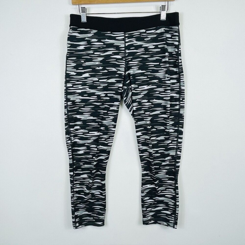 Nike Dri Fit Leggings Womens Large Black White Grey Camo Cropped Capris Running